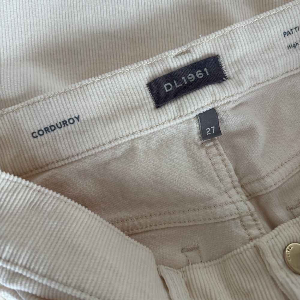 DL1961 Corduroy Patti Straight Leg High Rise Vintage Ankle Jeans, Ecru - Picture 6 of 7